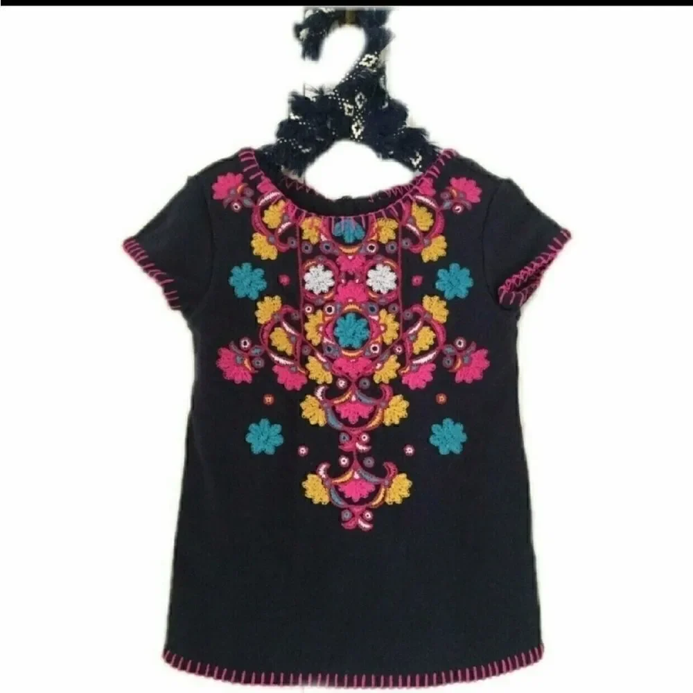Navy blue embroidered dress